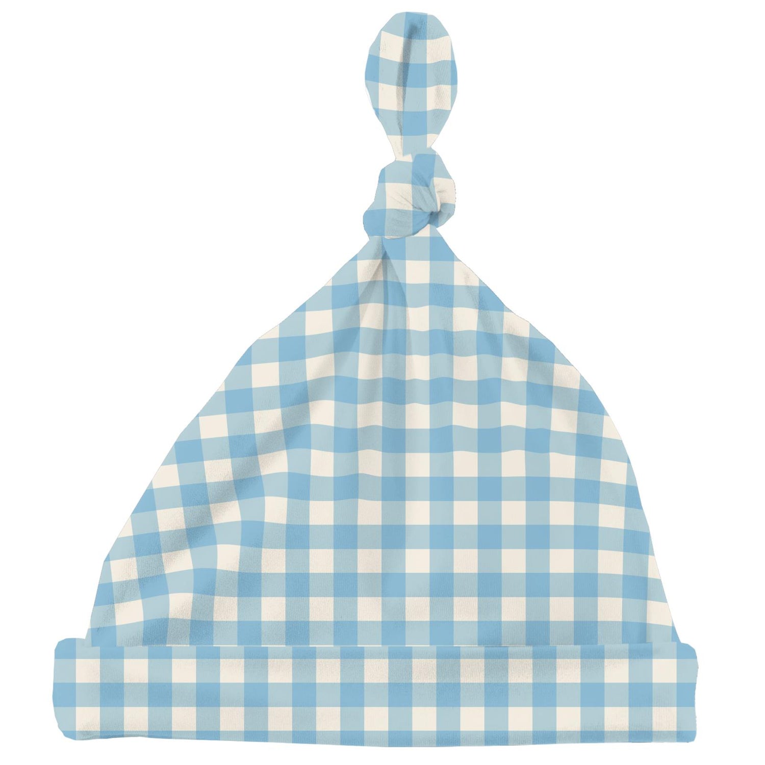 Print Knot Hat in Seaside Blue Gingham (312345)