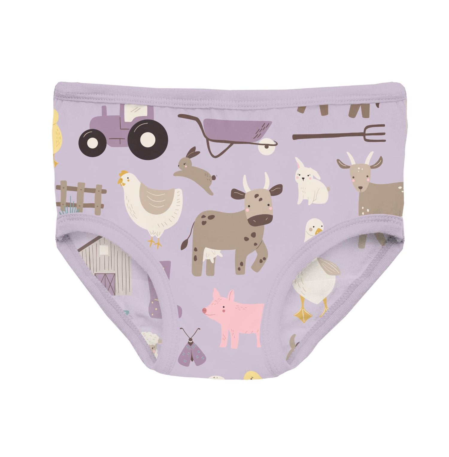 Print Girl's Underwear Set of 3 in Thistle Morning on the Farm, Lavender & Ice Cream Stripe (312313)