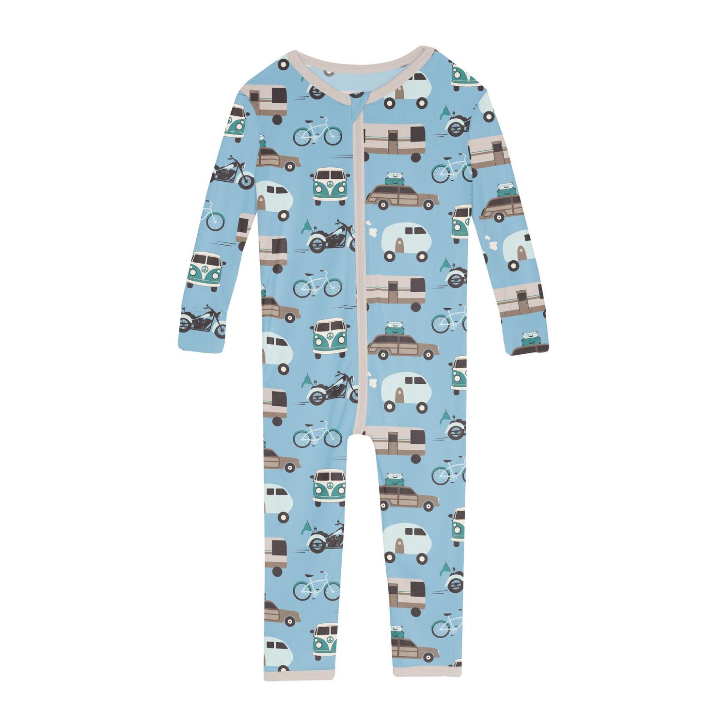 Print Convertible Sleeper with Zipper in Seaside Blue On the Way (360395)