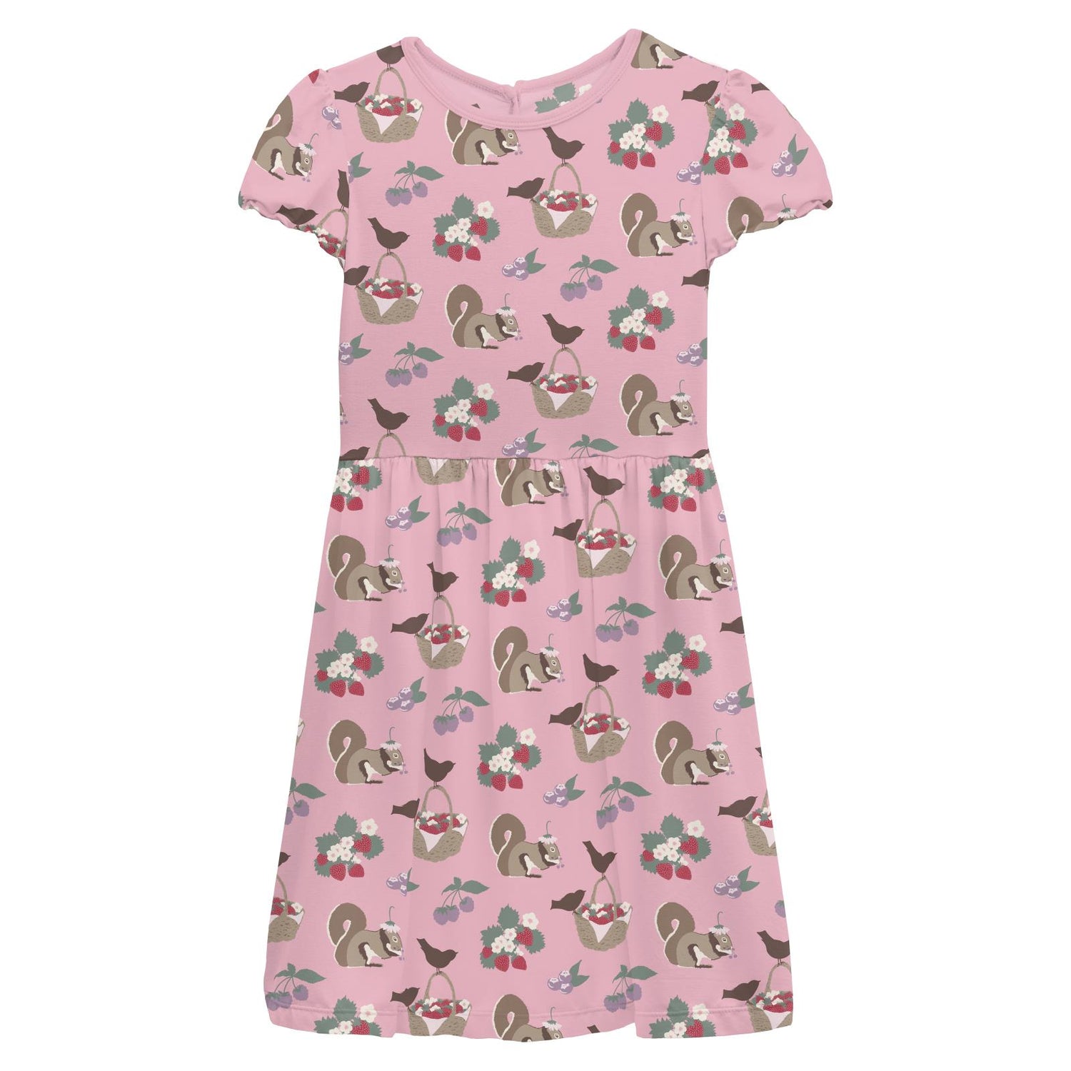Print Flutter Sleeve Twirl Dress with Pockets in Cake Pop Berry Picking (360418)