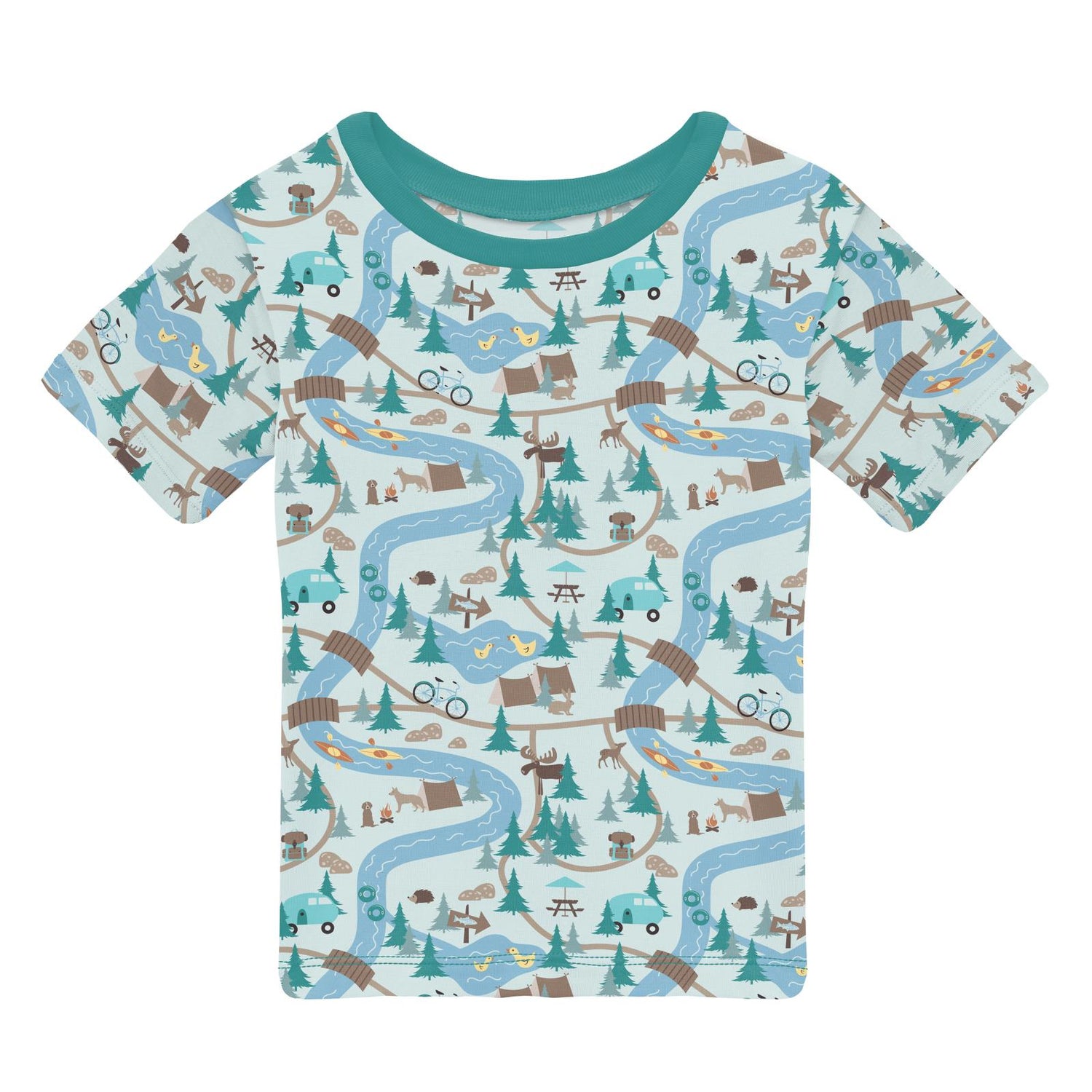 Print Short Sleeve Crew Neck Tee in Fresh Air Campground Map (360421)