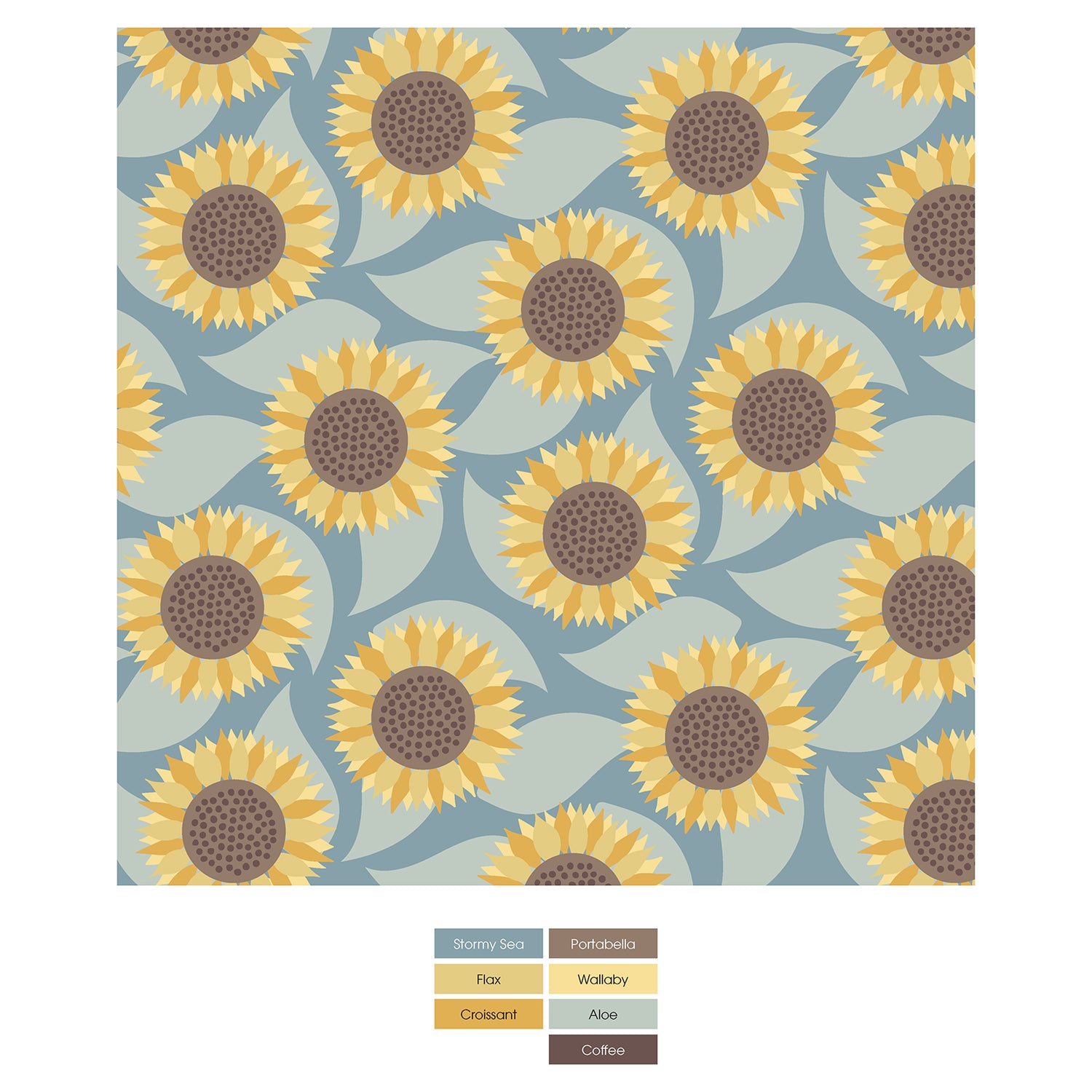 Women's Print Long Sleeve Open-Shoulder Kimono Tee in Stormy Sea Sunflower (340800)