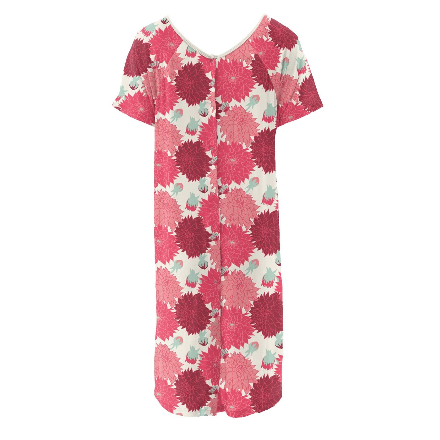 Women's Print Hospital Gown in Natural Dahlias (151814)
