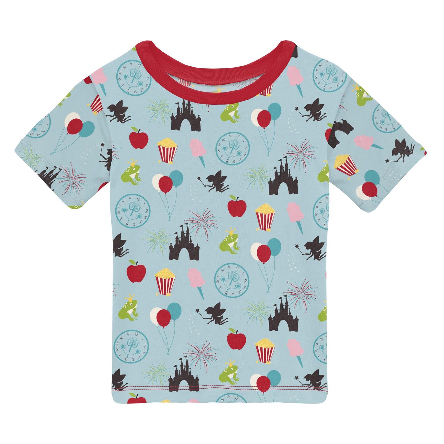 Print Short Sleeve Easy Fit Crew Neck Tee in Spring Sky Theme Park (264084)