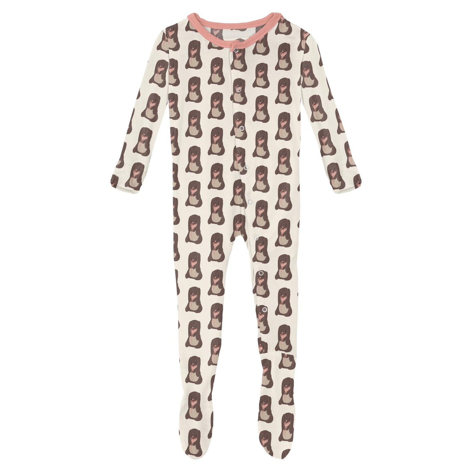 Print Footie with Snaps in Natural Velveteen Rabbit