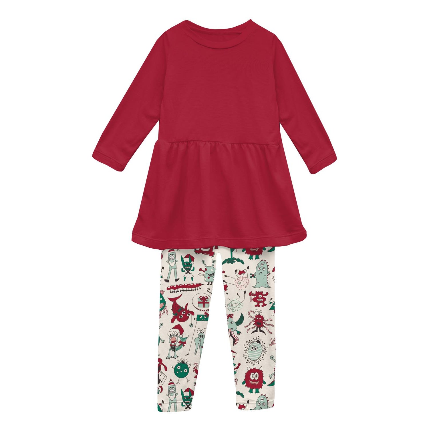 Print Long Sleeve Playtime Outfit Set in Merry Monsters (318199)