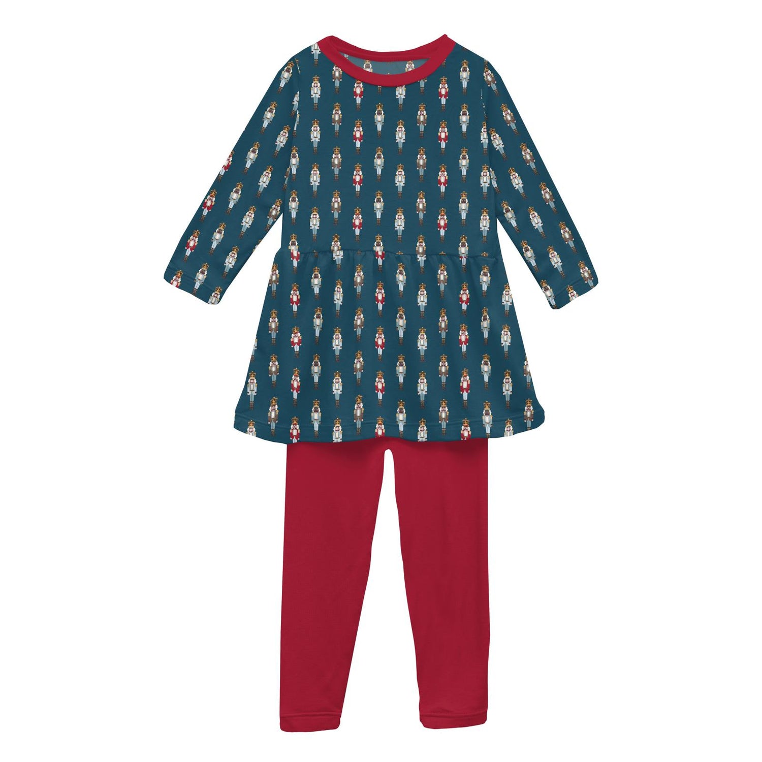 Print Long Sleeve Playtime Outfit Set in Peacock Nutcrackers (318159)