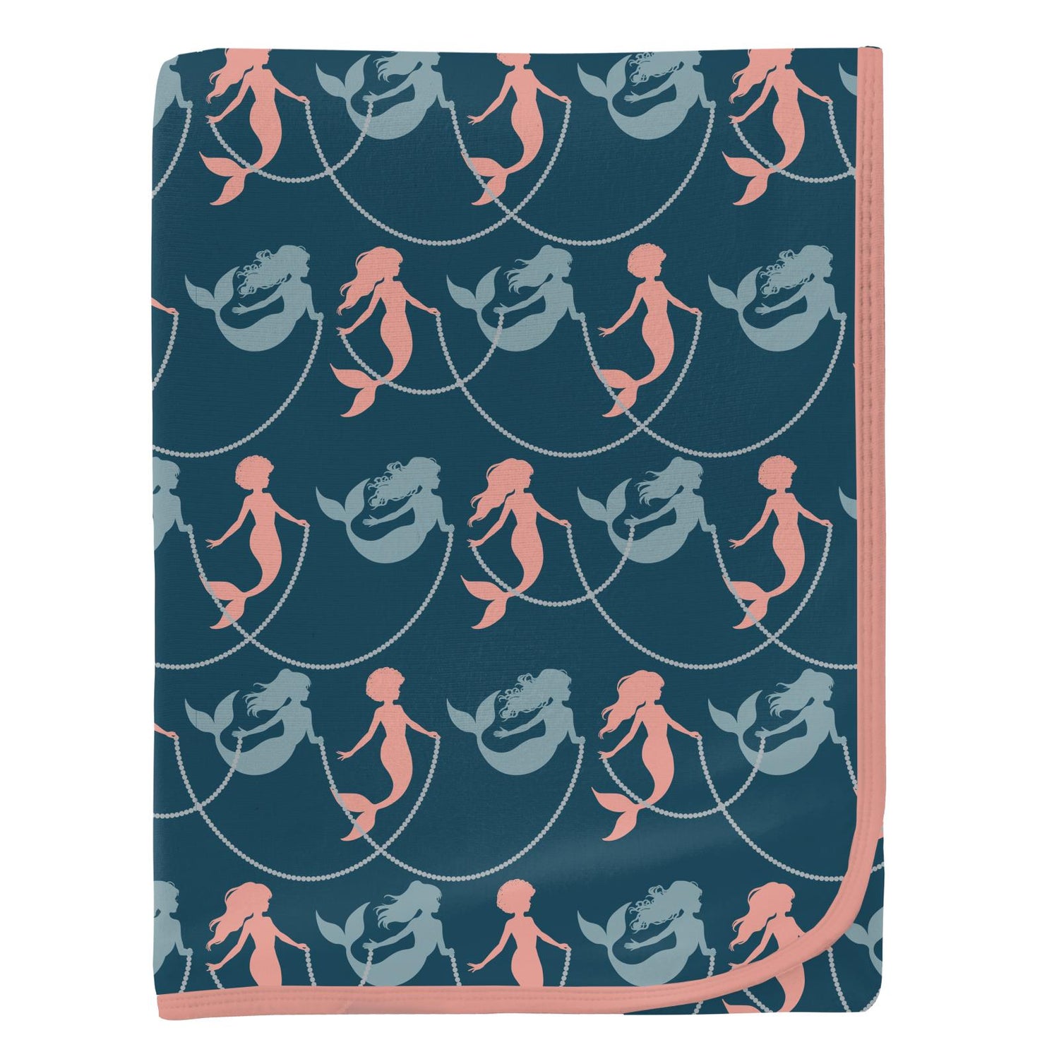 Print Swaddling Blanket in Peacock Mermaids & Pearls