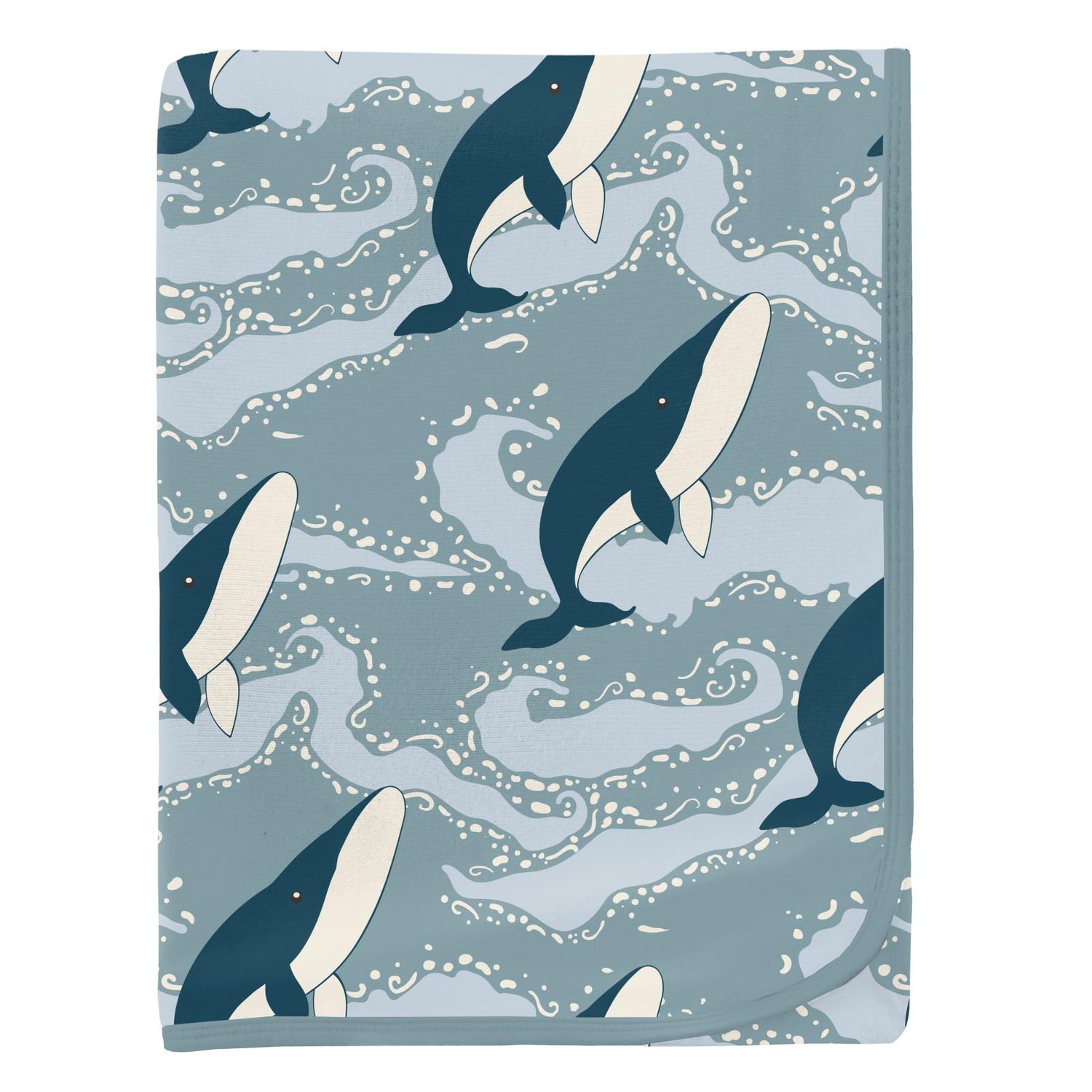 Print Swaddling Blanket in Stormy Sea Splashing Whales