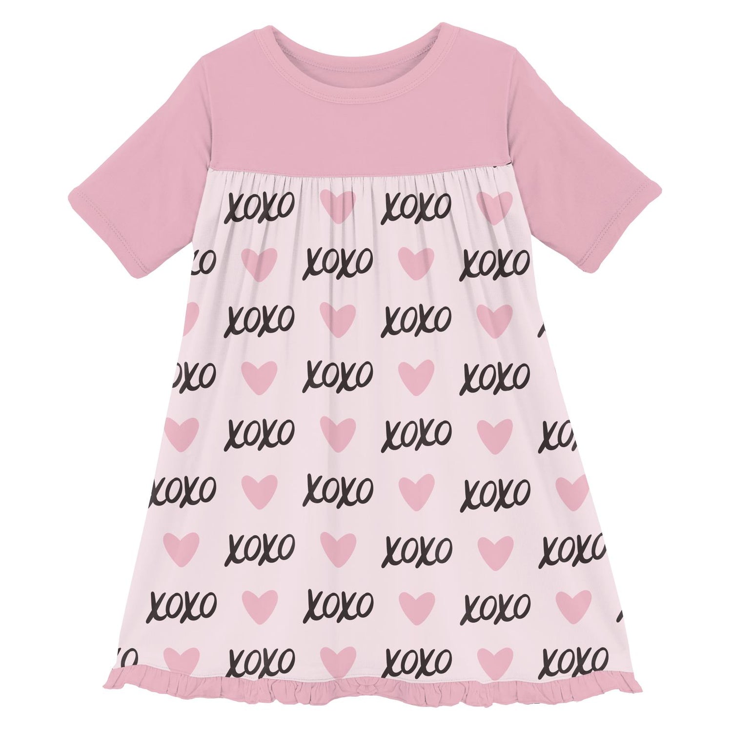 Print Short Sleeve Swing Dress in Shrinking Violet XOXO (359165)