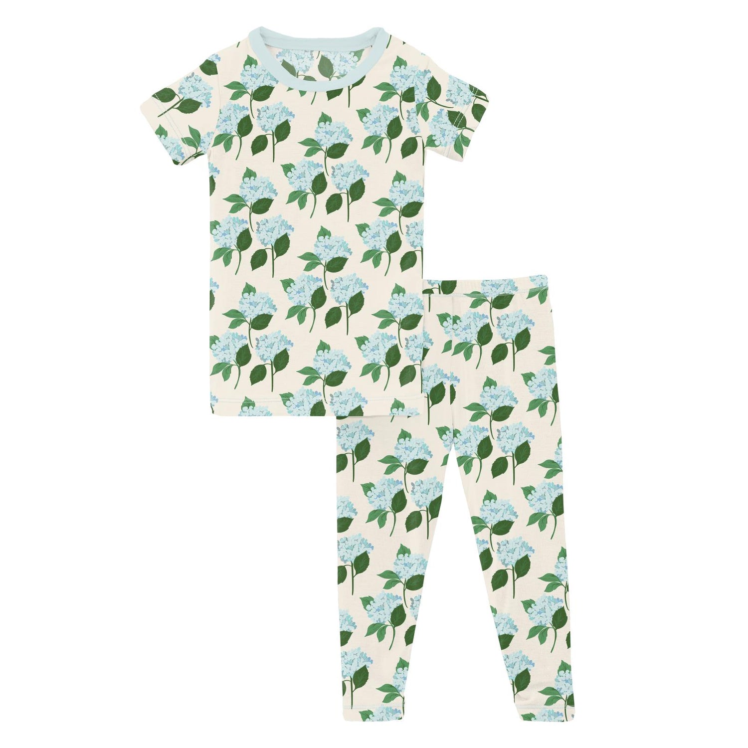Print Short Sleeve Pajama Set in Hydrangea Bouquet (359194)