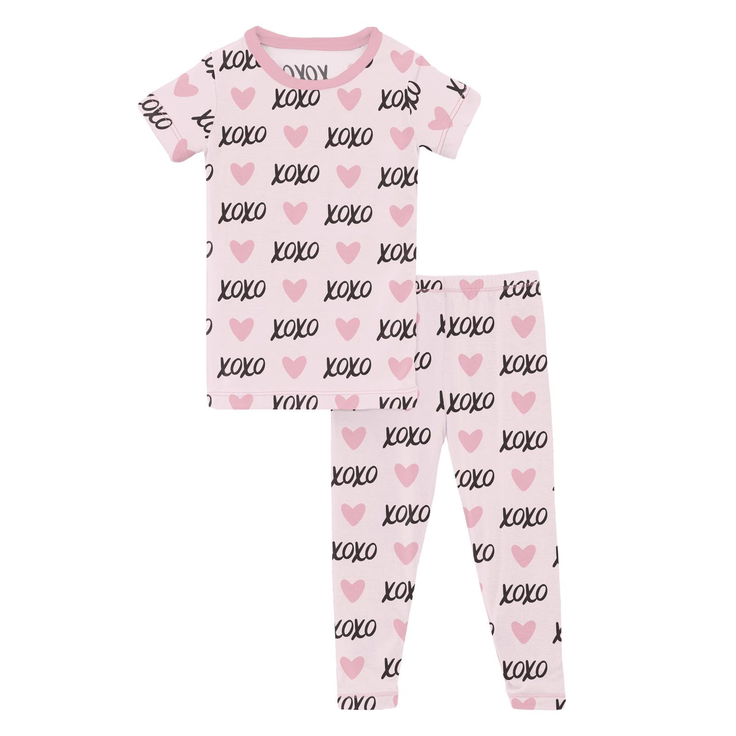 Print Short Sleeve Pajama Set in Shrinking Violet XOXO (359226)