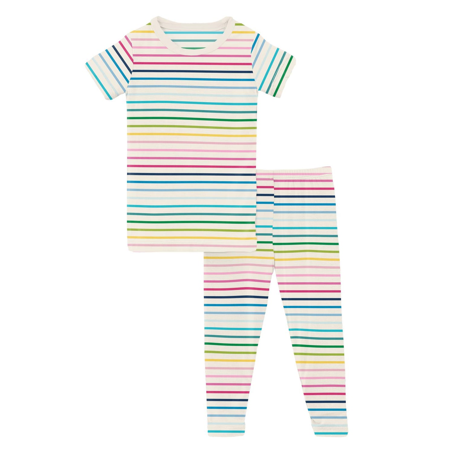 Print Short Sleeve Pajama Set in Happy Stripe (359196)
