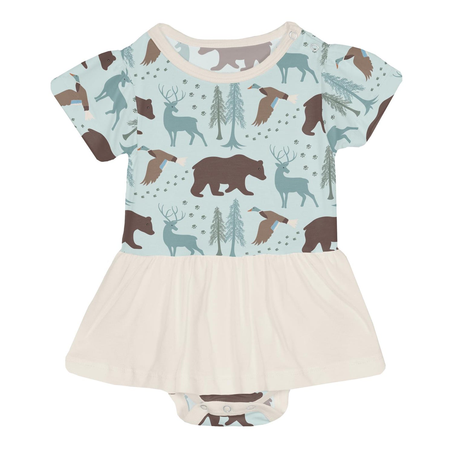 Print Short Sleeve Skirted One Piece in Fresh Air Forest Adventure (359651)