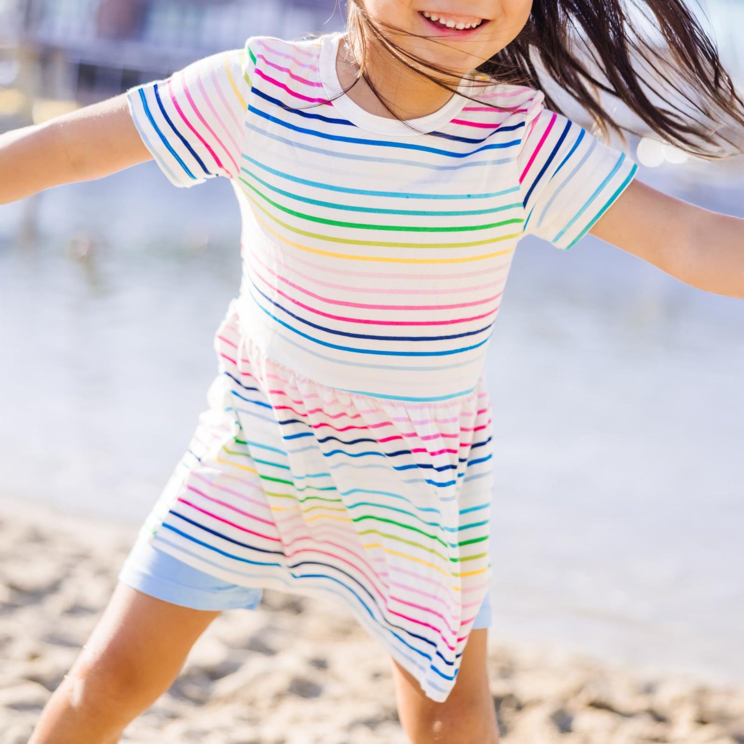 Print Short Sleeve Playtime Outfit Set in Happy Stripe (359322)