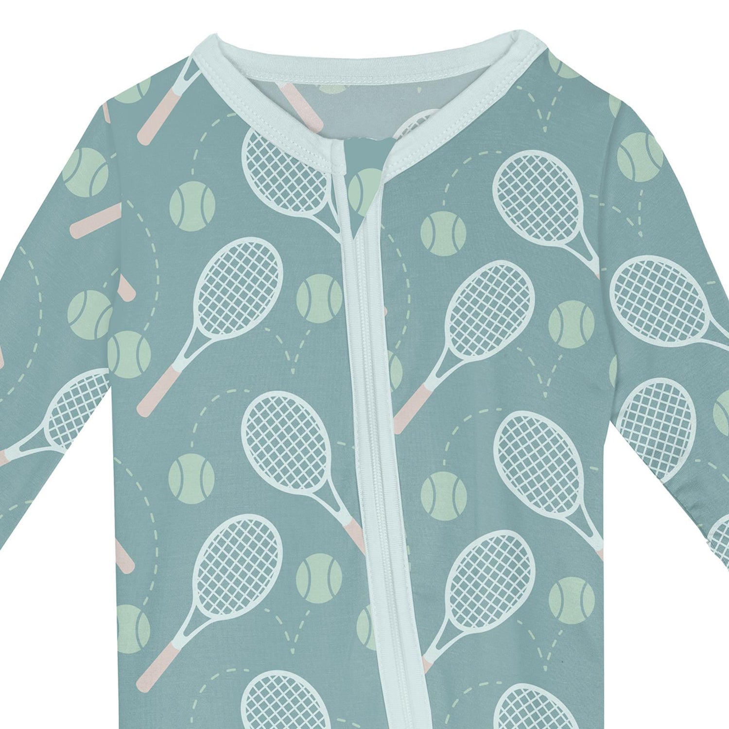 Print Footie with 2 Way Zipper in Jade Tennis (362657)