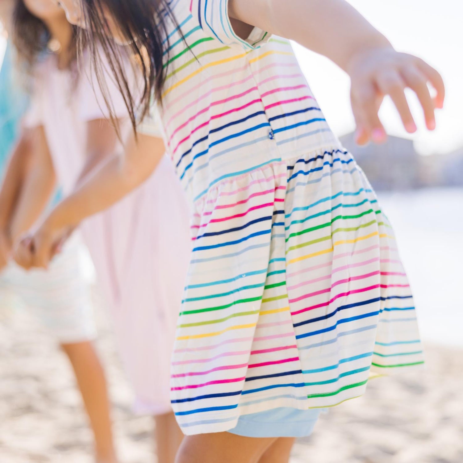 Print Short Sleeve Playtime Outfit Set in Happy Stripe (359327)