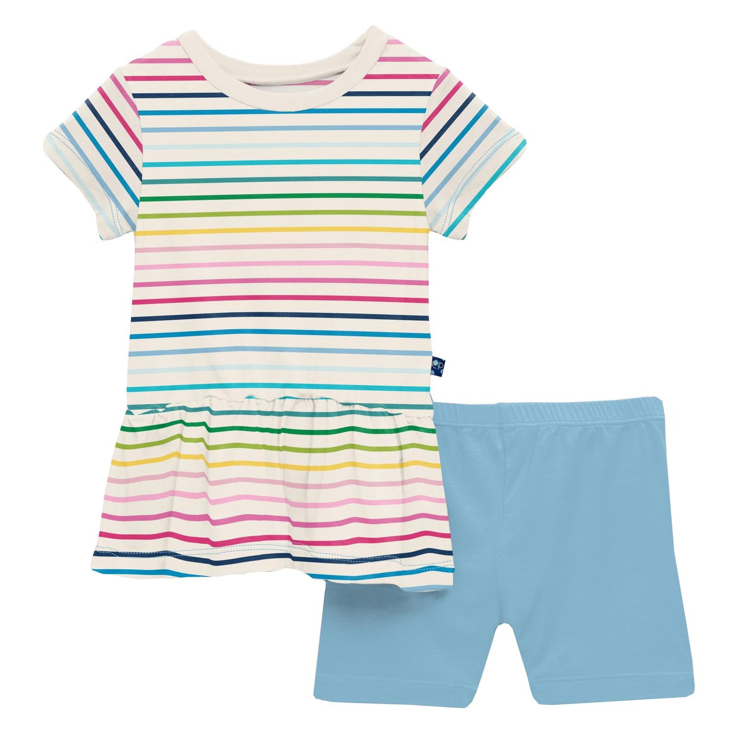 Print Short Sleeve Playtime Outfit Set in Happy Stripe (359329)
