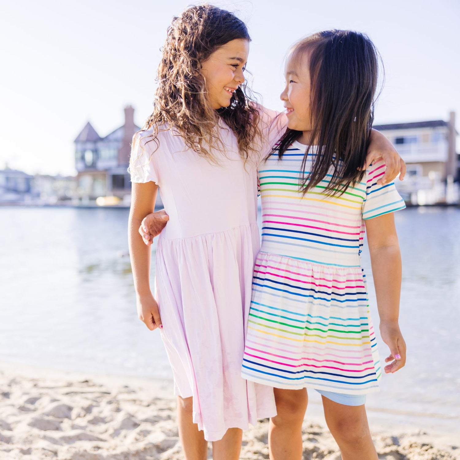 Print Short Sleeve Playtime Outfit Set in Happy Stripe (359335)