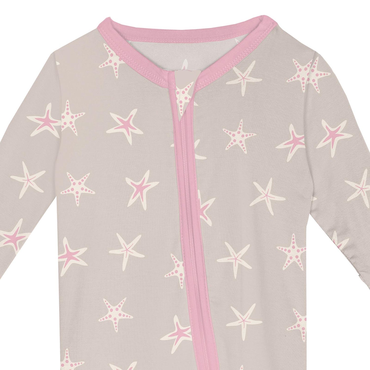 Print Footie with 2 Way Zipper in Latte Starfish (362676)
