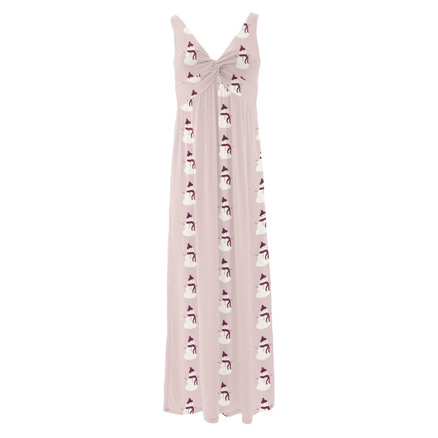 Women's Print Simple Twist Nightgown in Baby Rose Snowman