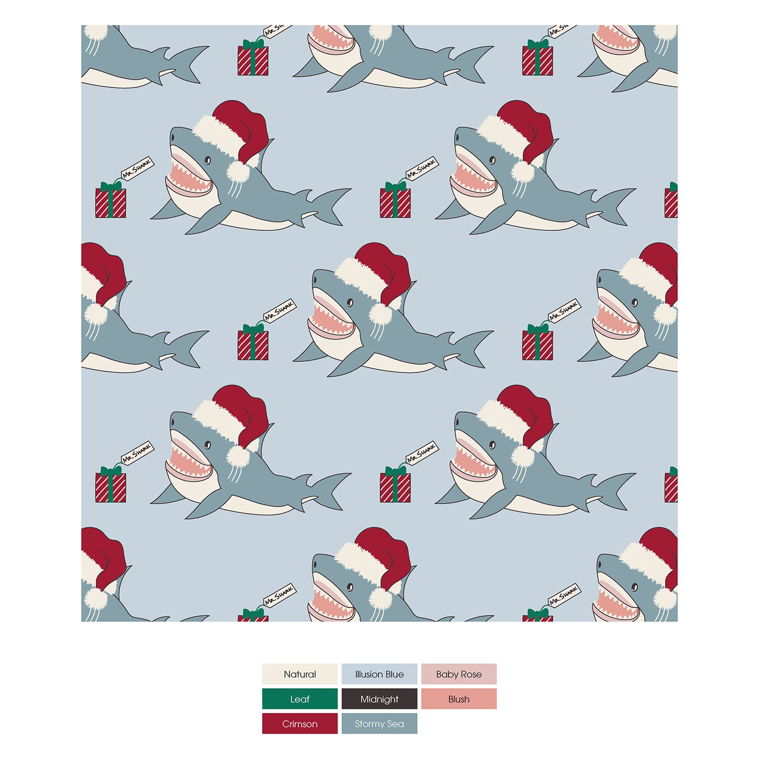 Print Footie with 2 Way Zipper in Illusion Blue Holiday Sharks