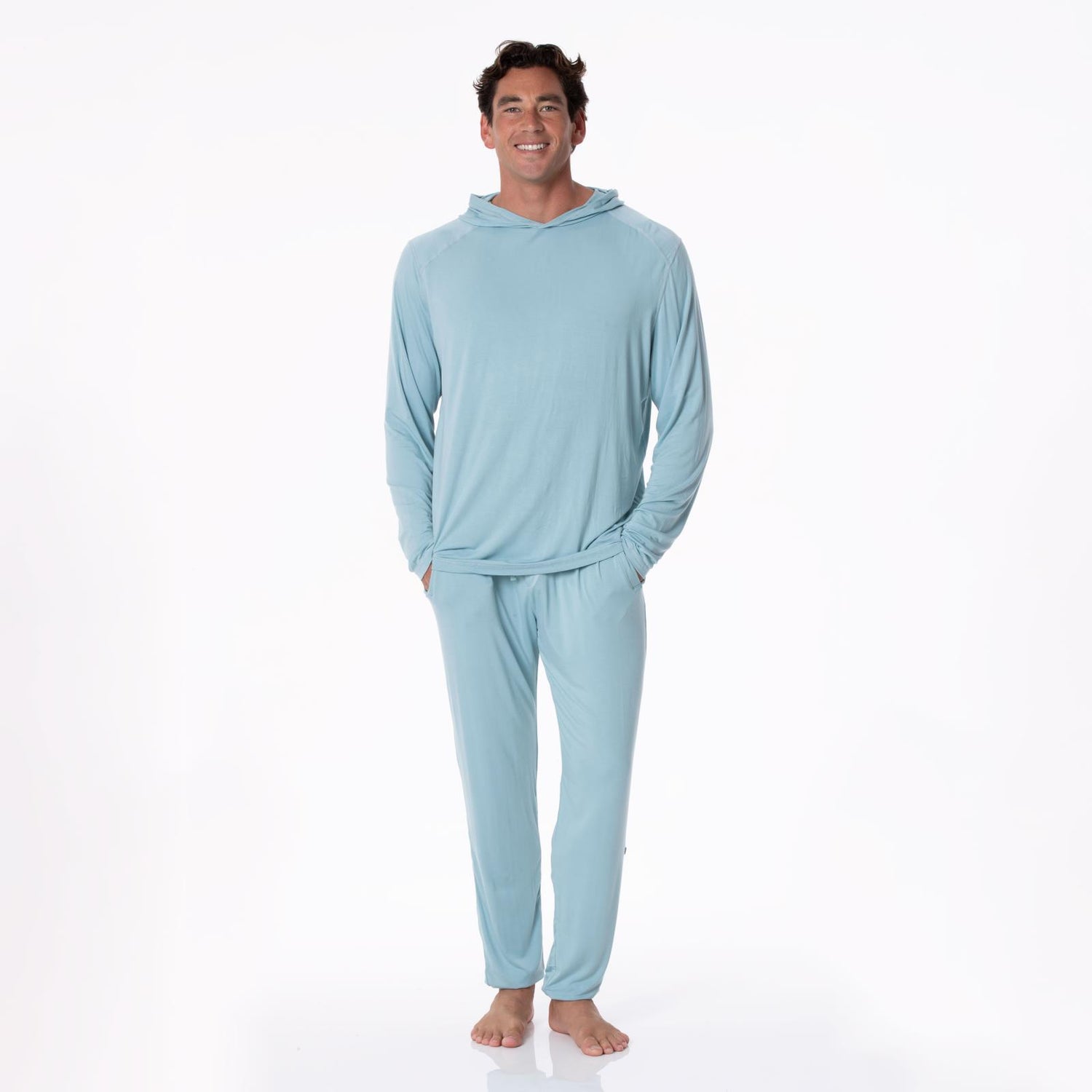 Men's Long Sleeve Hooded Tee in Stormy Sea