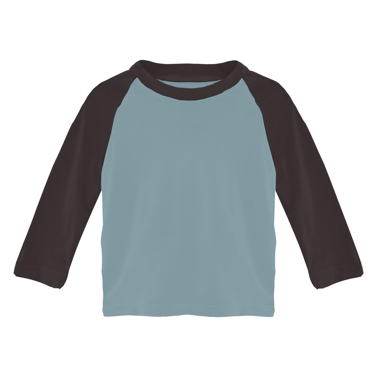 Long Sleeve Crew Neck Raglan Tee in Stormy Sea with Midnight