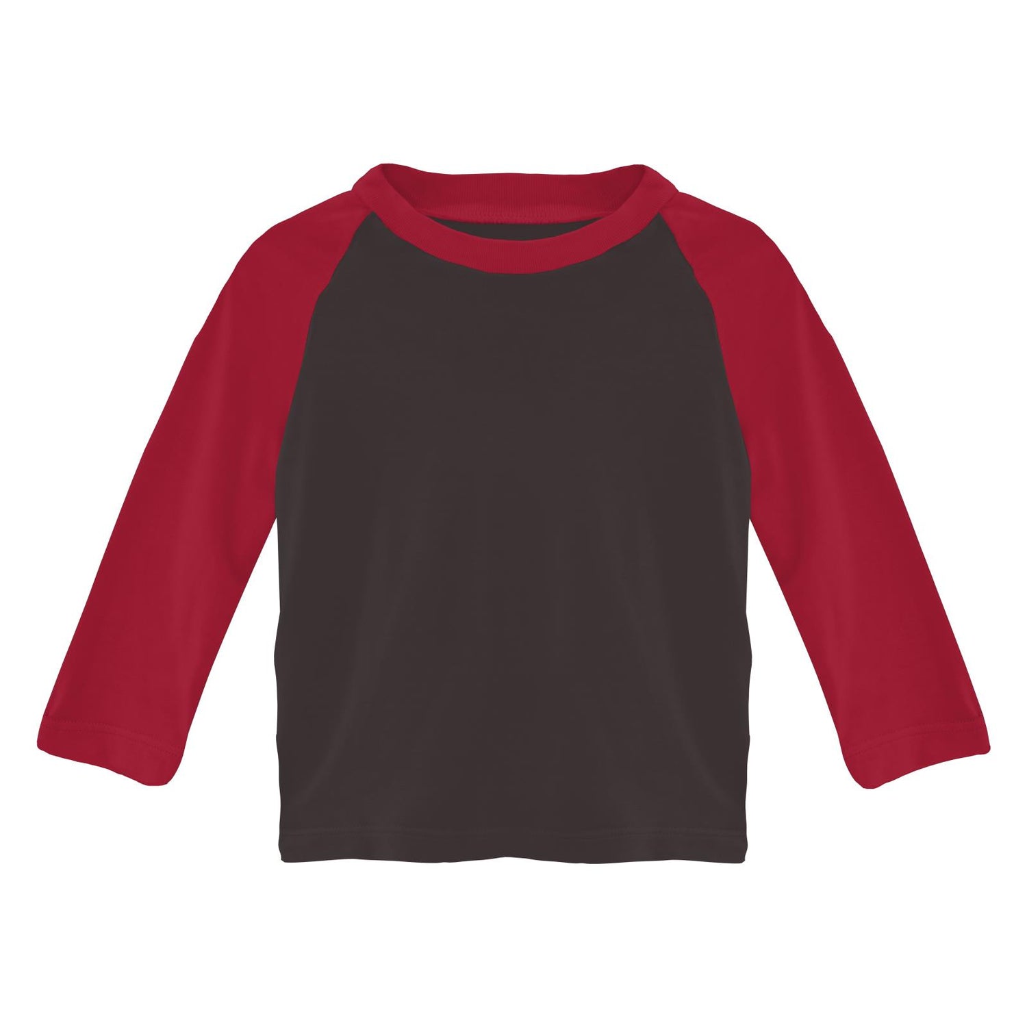 Long Sleeve Crew Neck Raglan Tee in Midnight with Crimson