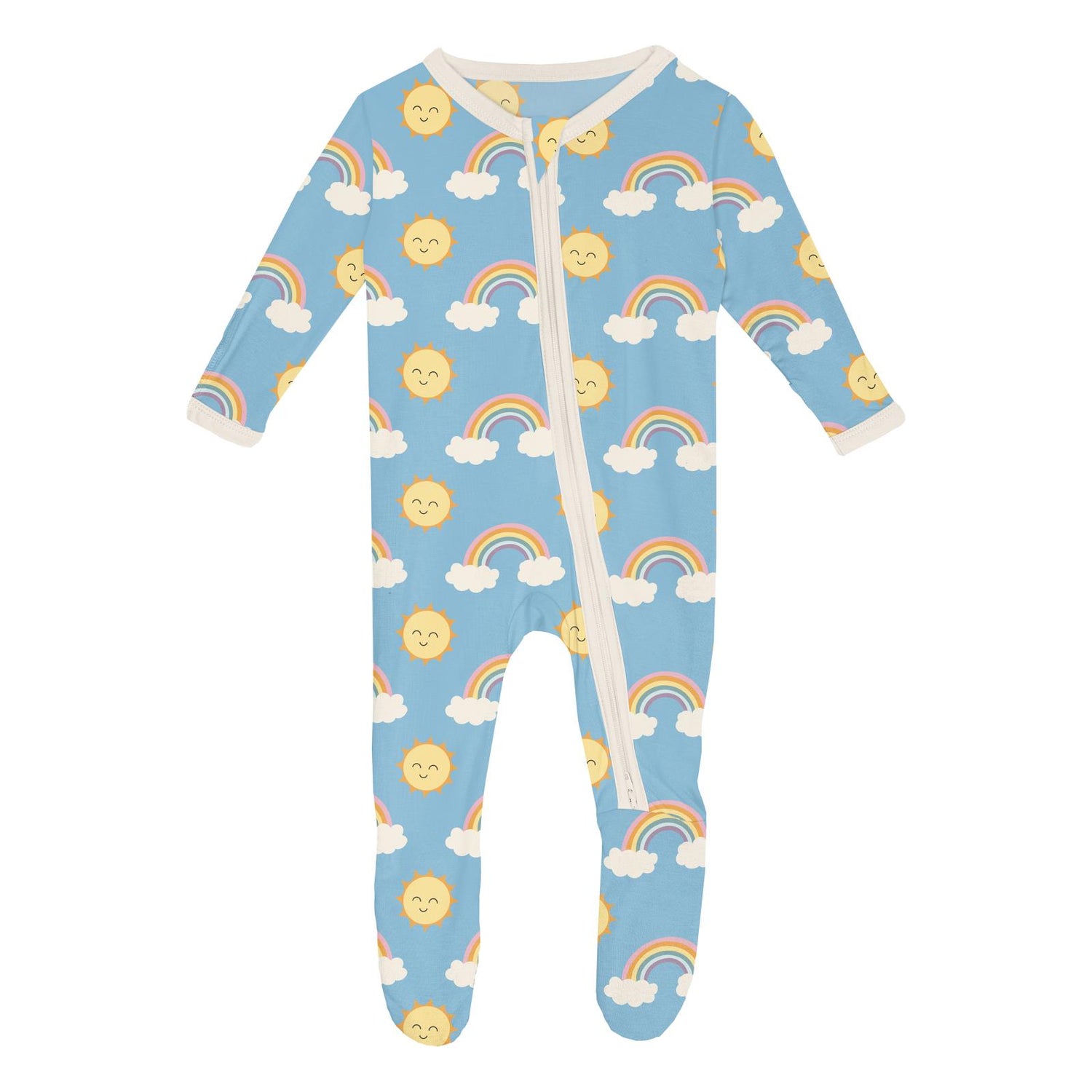 Print Footie with 2 Way Zipper in Sunshine and Rainbows (311862)