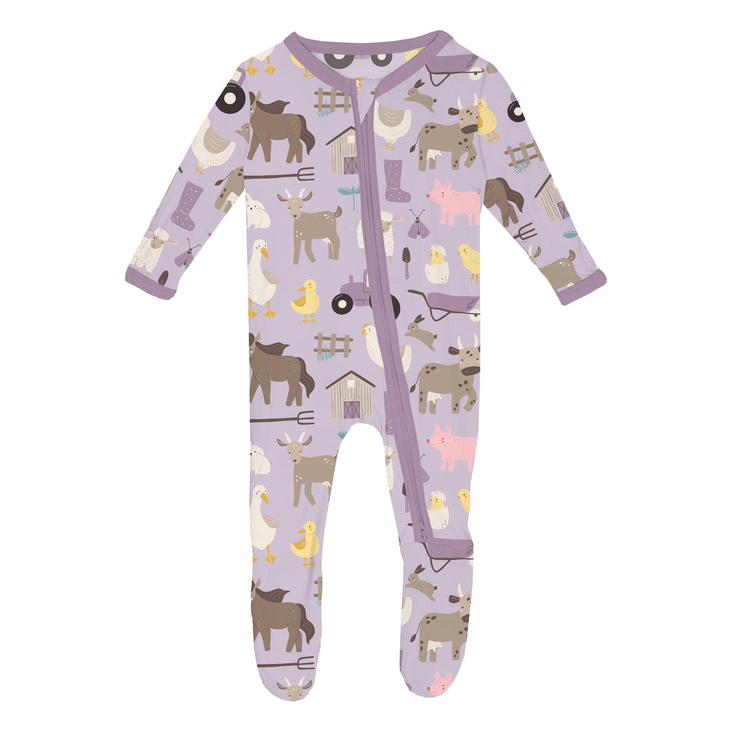 Print Footie with 2 Way Zipper in Thistle Morning on the Farm (311970)
