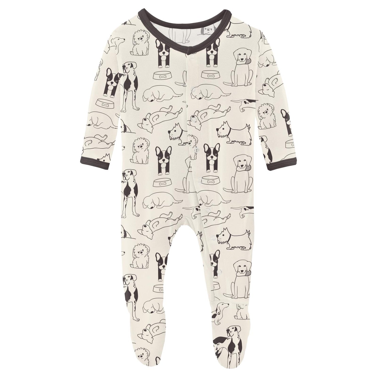 Print Footie with Snaps in Natural Dogs (311989)