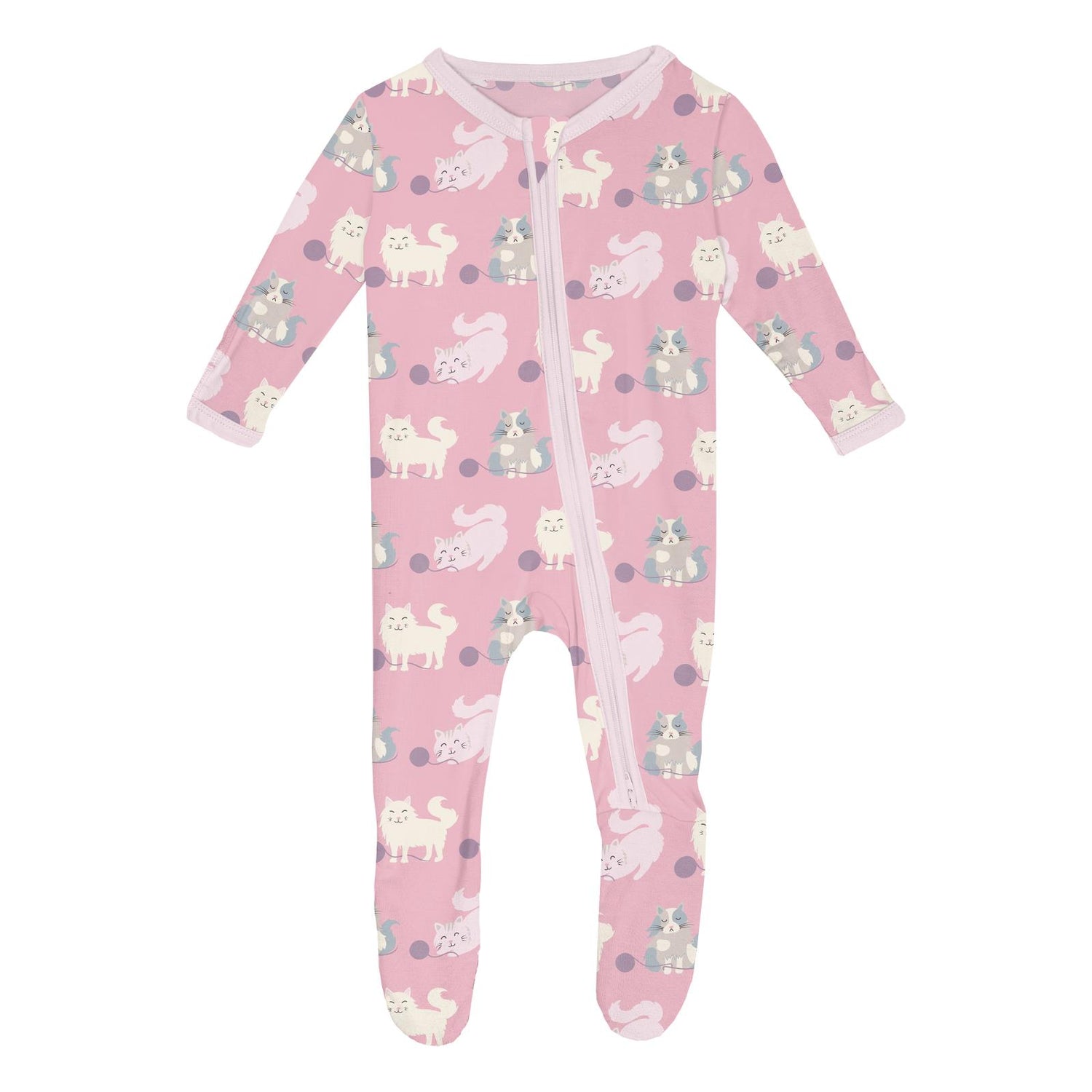 Print Footie with 2 Way Zipper in Cake Pop Cats and Yarn (312049)