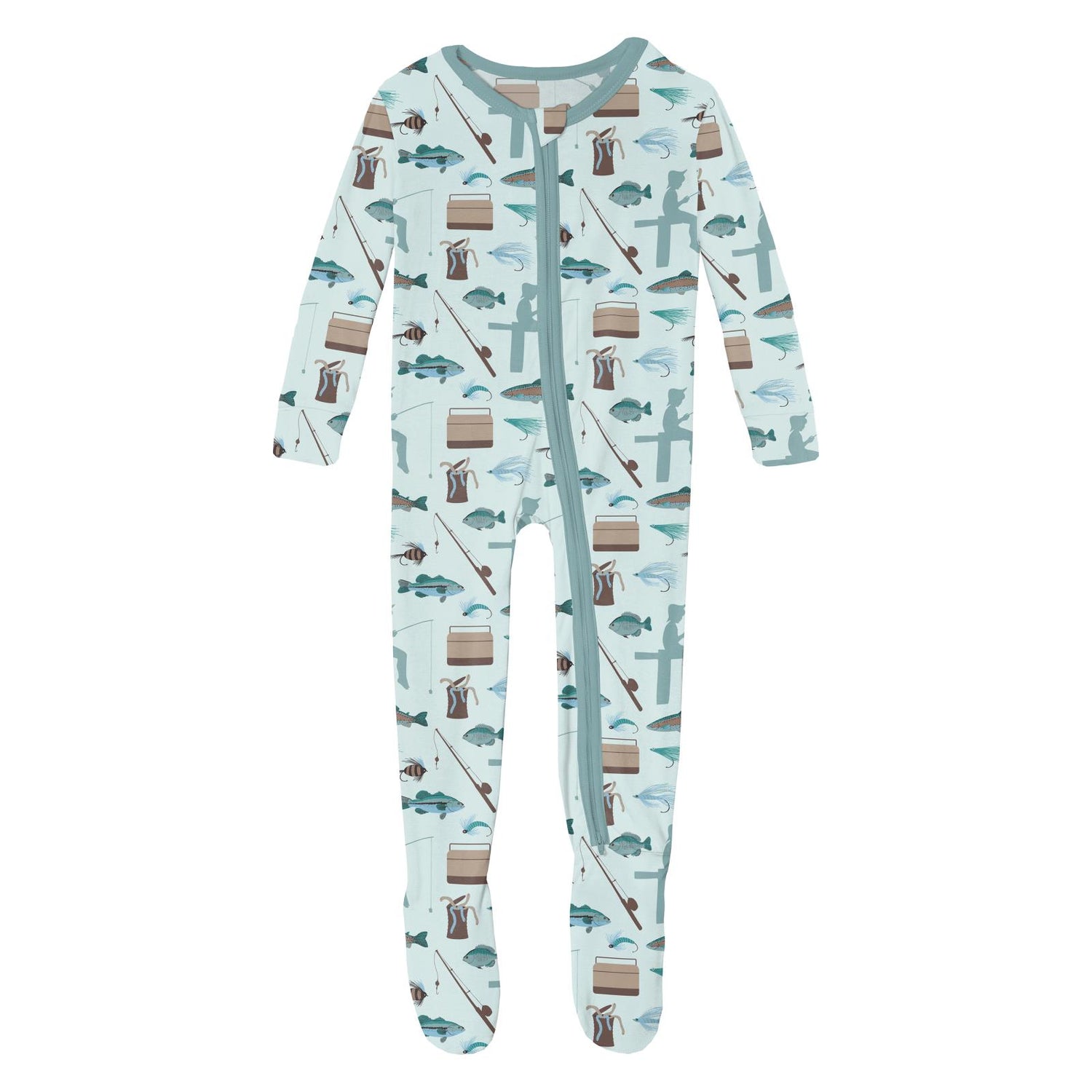 Print Footie with 2 Way Zipper in Fresh Air Fishing (319645)