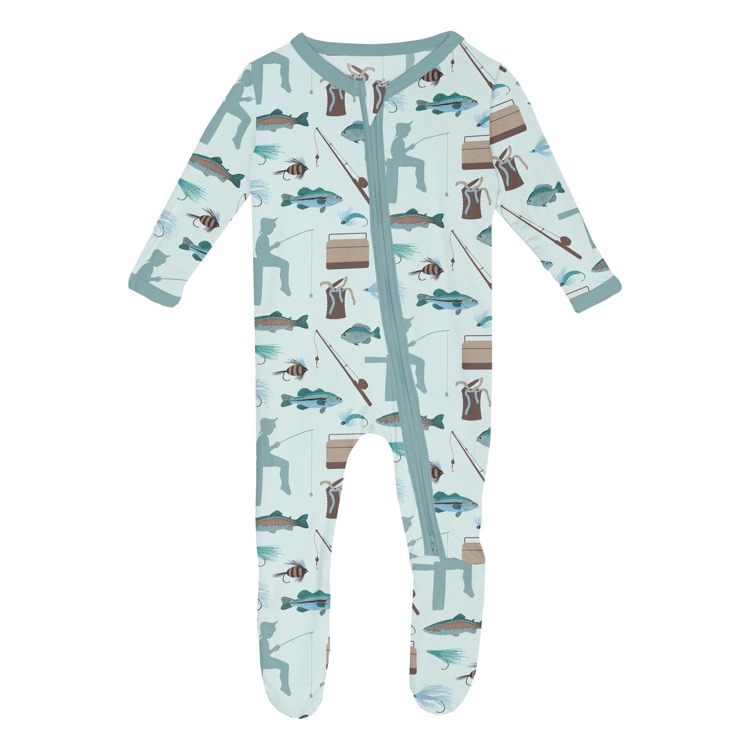 Print Footie with 2 Way Zipper in Fresh Air Fishing (319776)