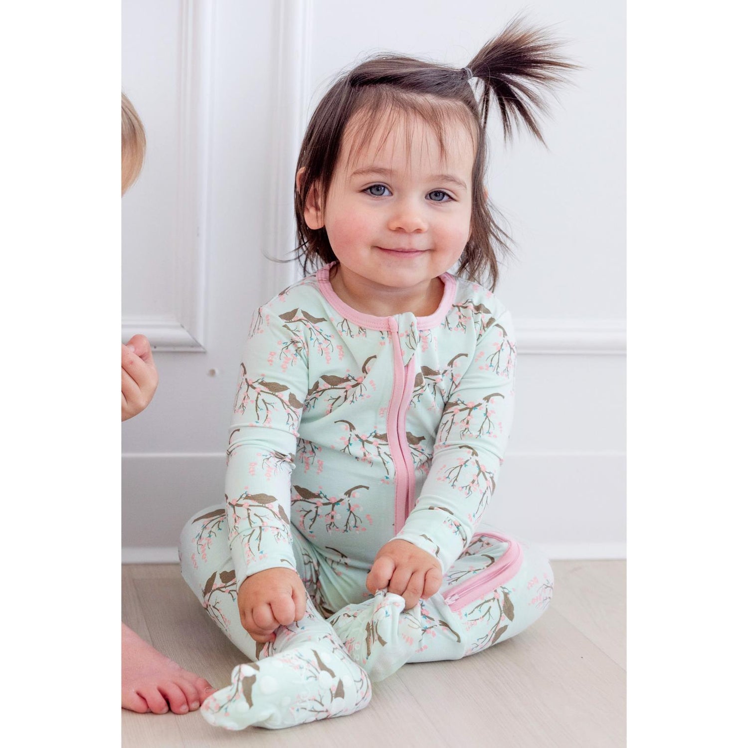 Print Footie with 2 Way Zipper in Fresh Air Bird Branch (319783)