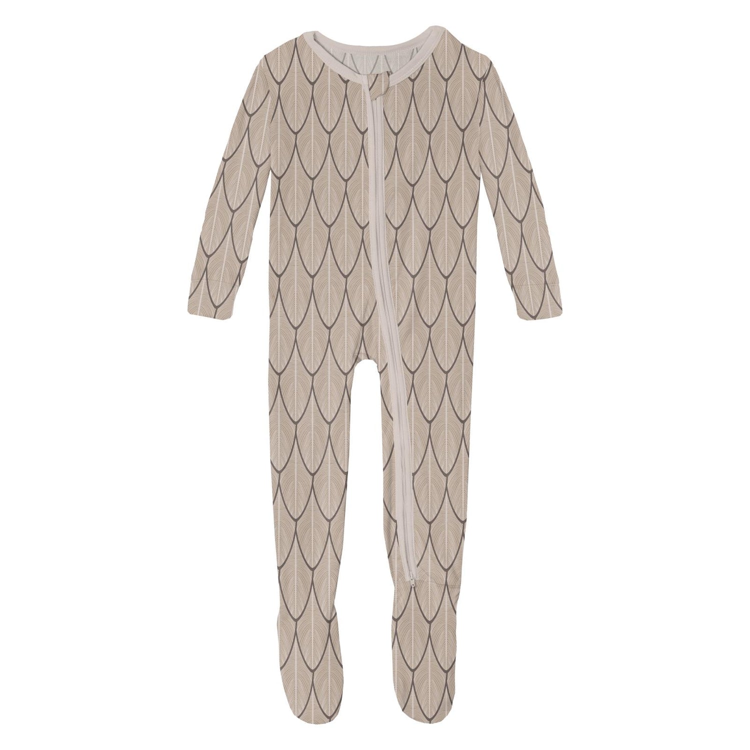 Print Footie with 2 Way Zipper in Owl Feathers (319706)