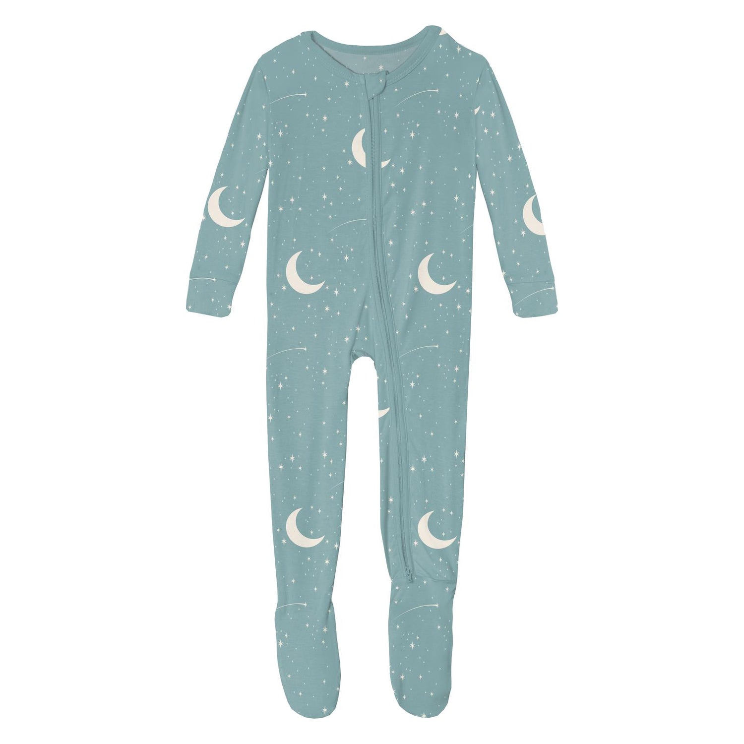 Print Footie with 2 Way Zipper in Jade Starry Sky & Moon (319716)