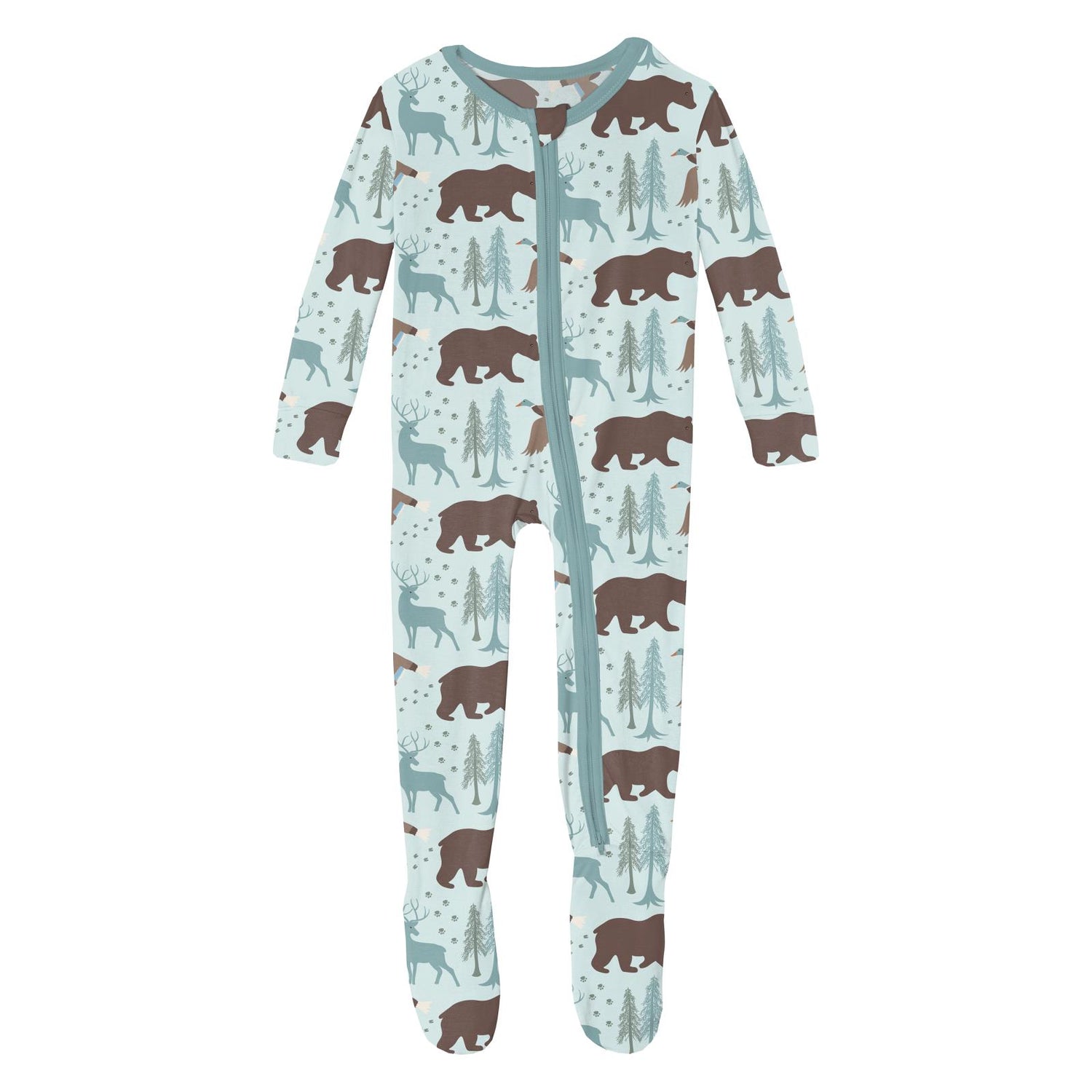 Print Footie with 2 Way Zipper in Fresh Air Forest Adventure (319798)