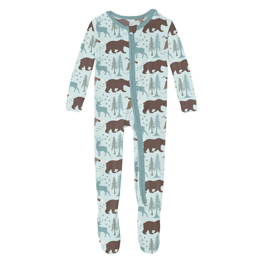 Print Footie with 2 Way Zipper in Fresh Air Forest Adventure (319798)
