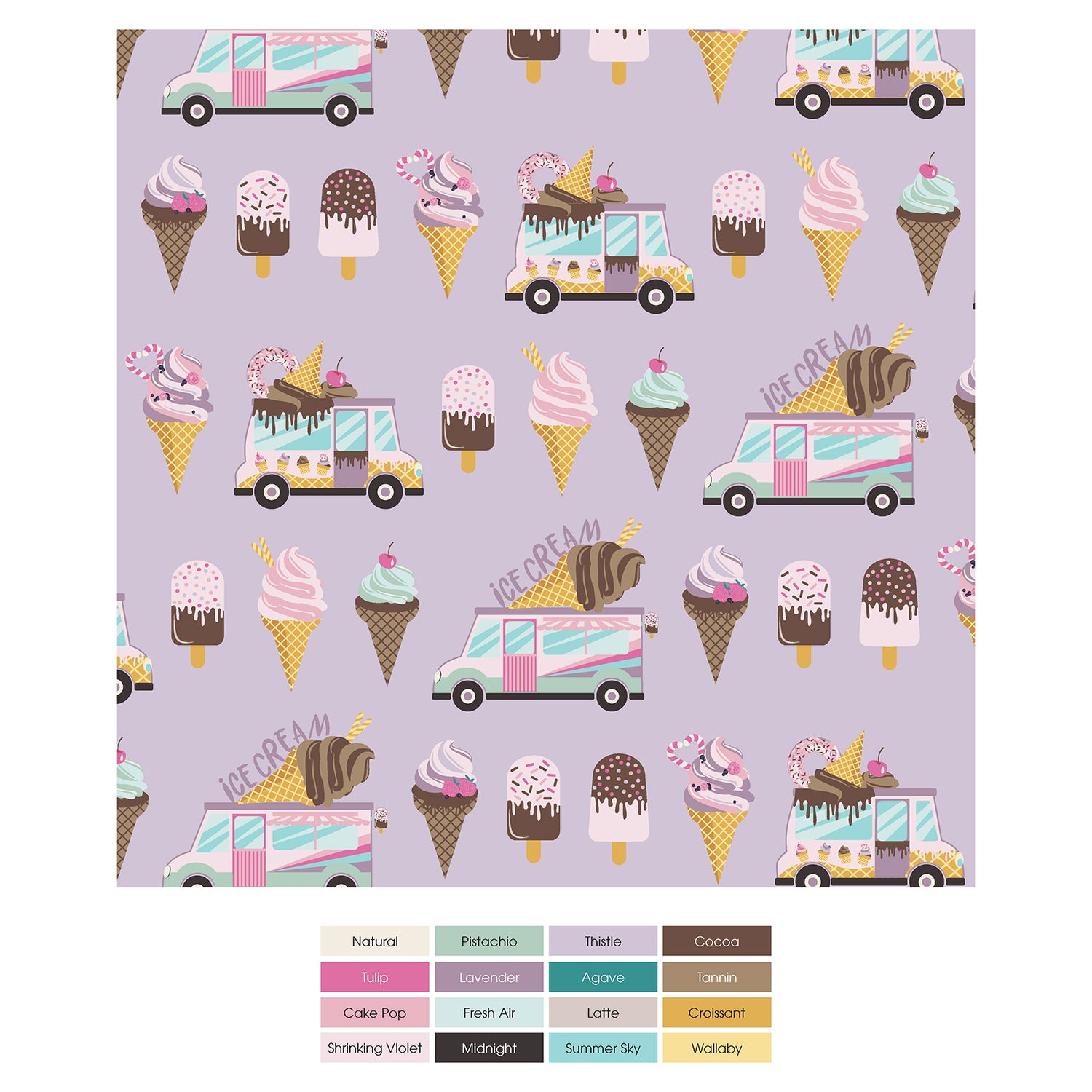 Short Sleeve Graphic Tee Pajama Set with Shorts in Thistle Ice Cream Truck (330339)