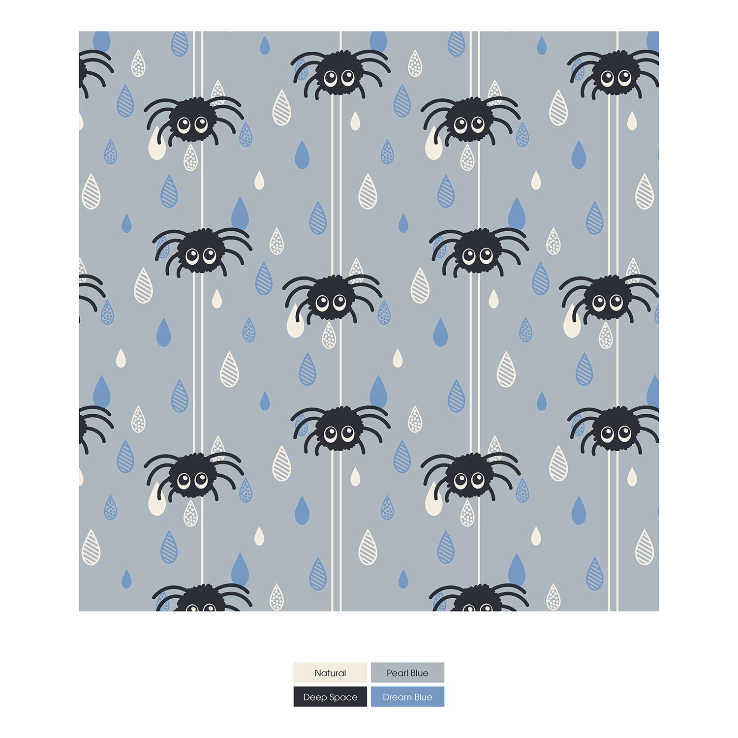 Print Short Sleeve Swing Dress in Pearl Blue Itsy Bitsy Spider (285940)