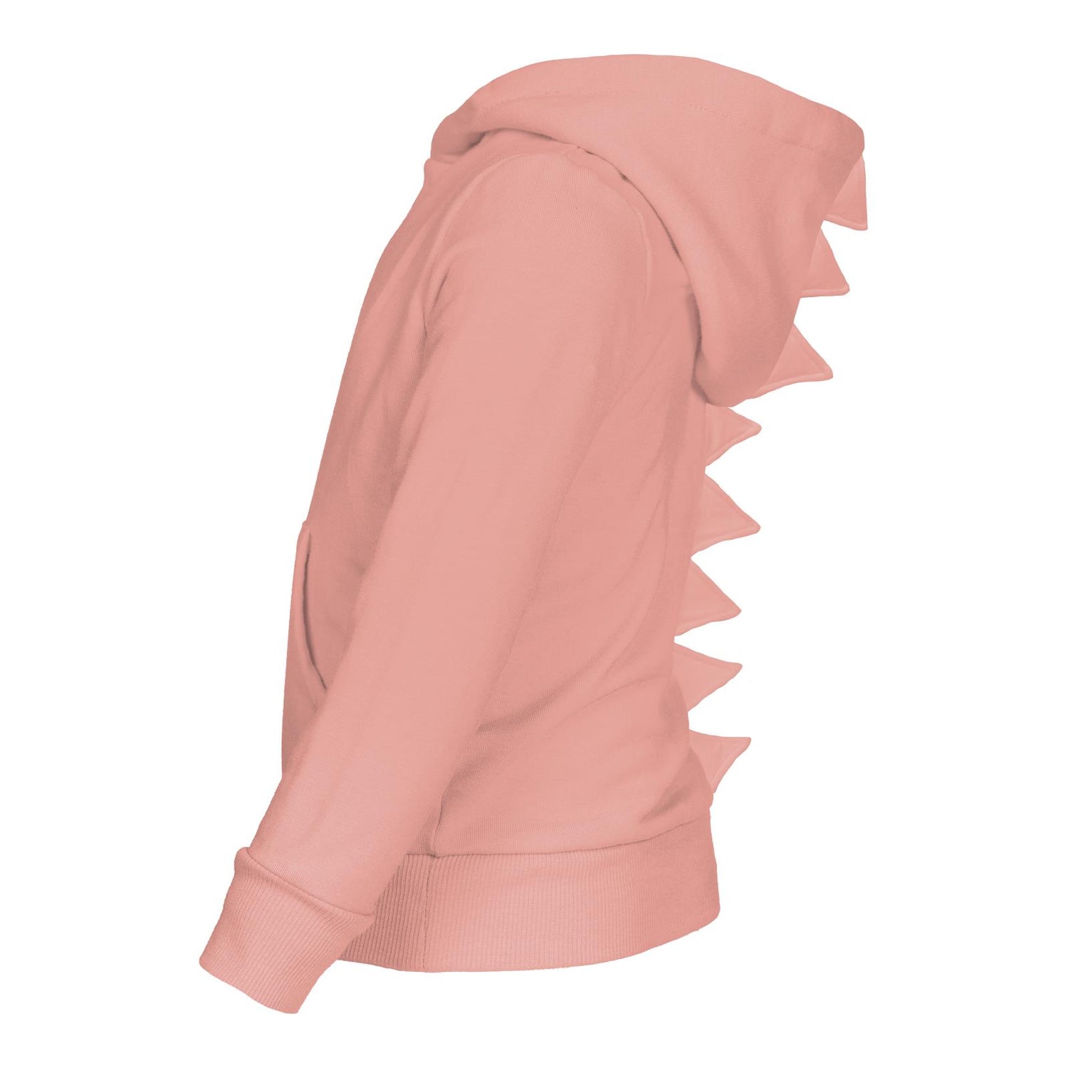 Fleece Kangaroo Pocket Pullover with Dino Spikes in Blush