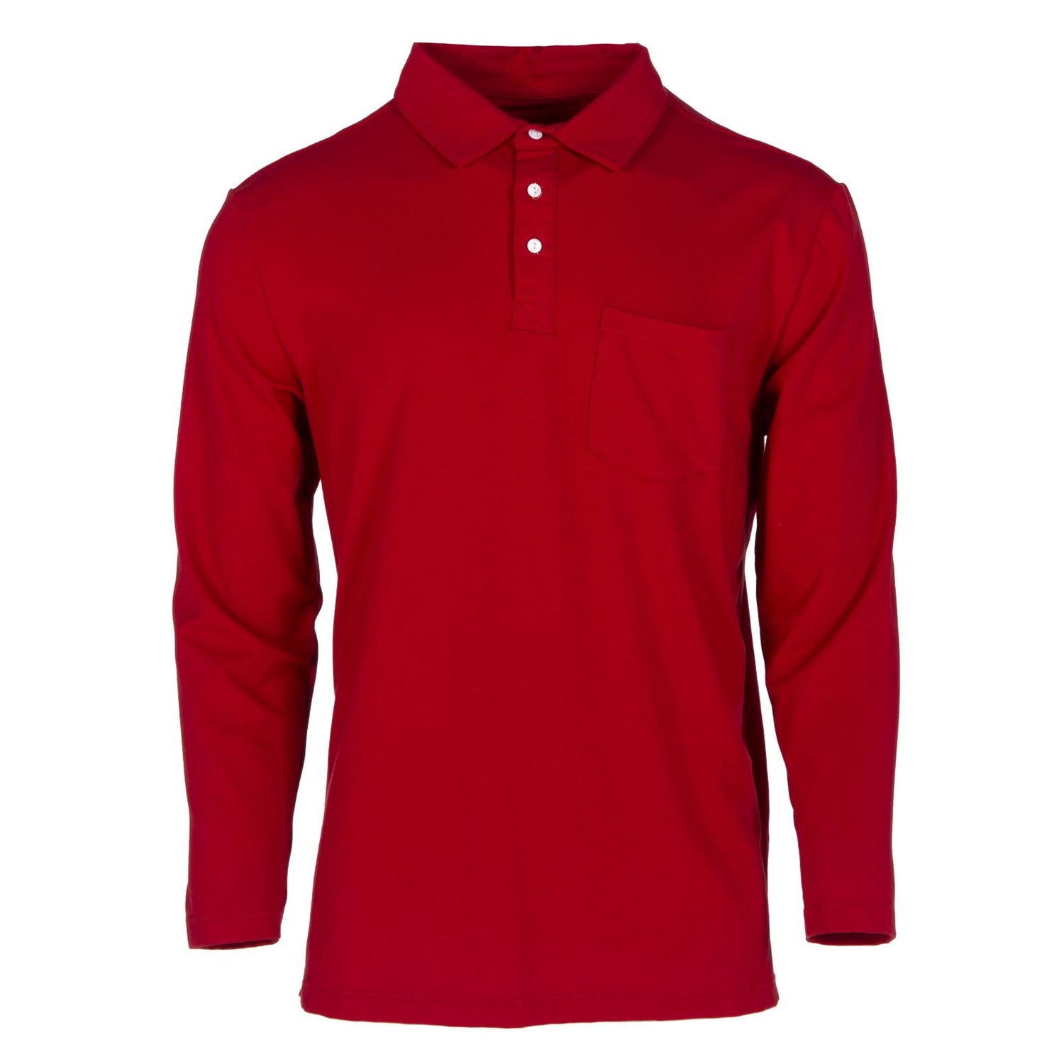 Men's Long Sleeve Luxe Jersey Polo in Candy Apple (373139)