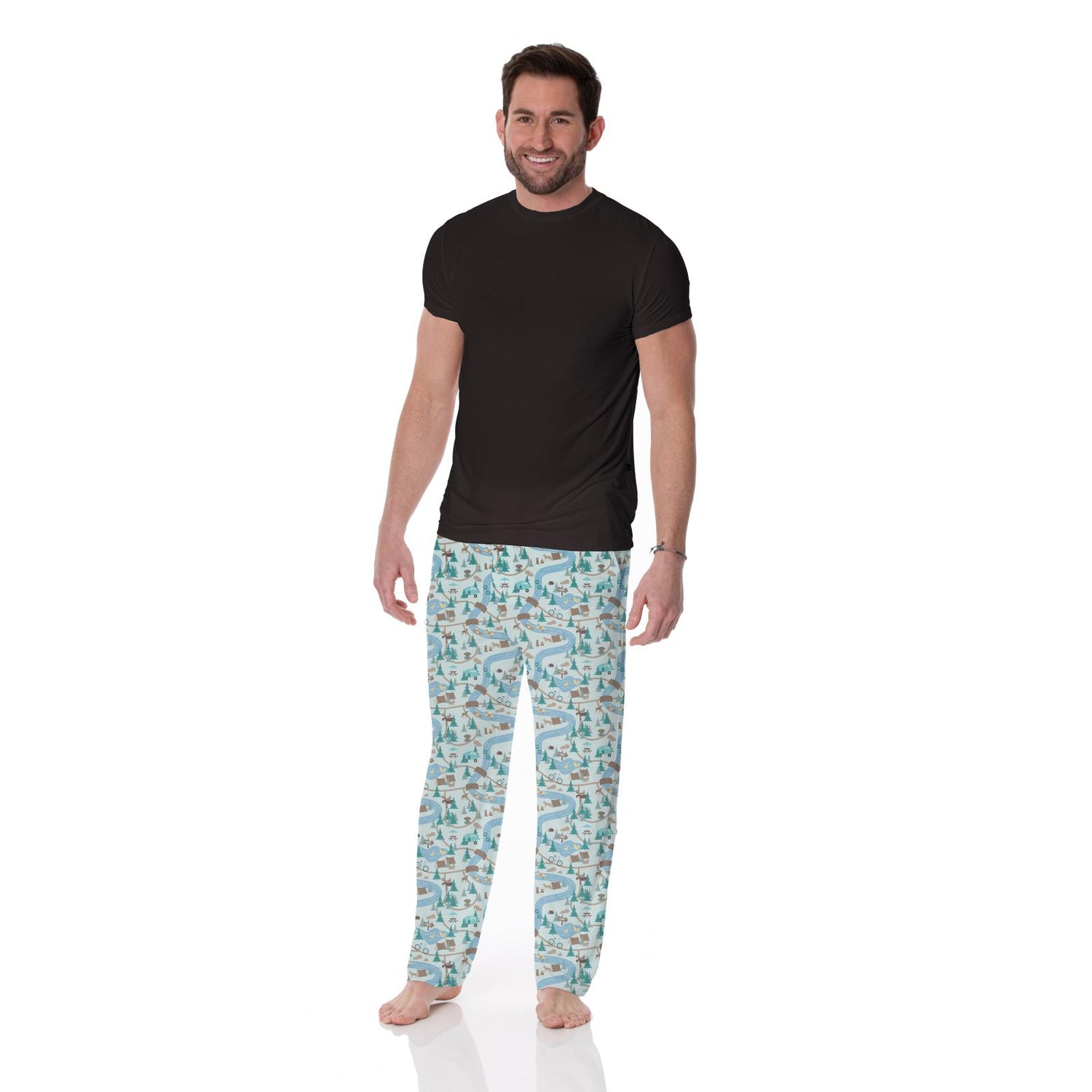 Men's Print Pajama Pants in Fresh Air Campground Map (339269)