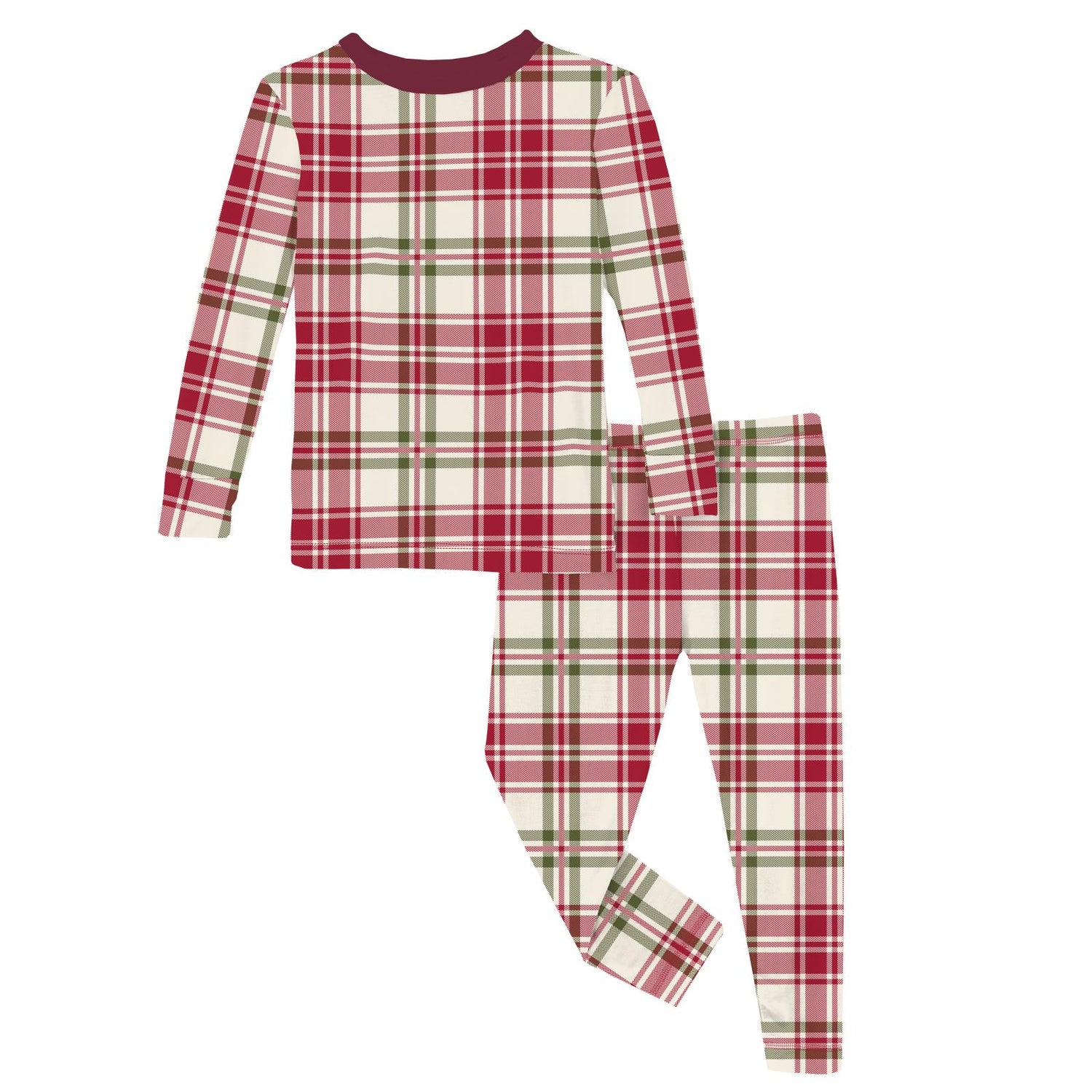 Print Long Sleeve Pajama Set in Fireside Plaid (343668)