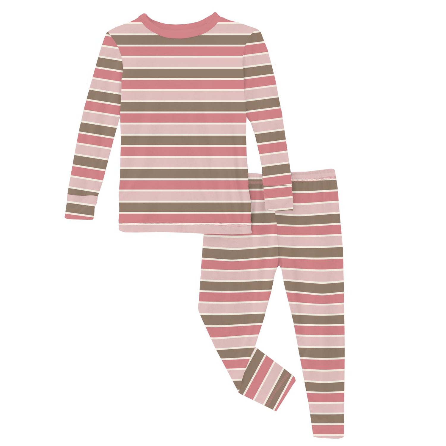 Print Long Sleeve Pajama Set in Neapolitan Stripe (343582)
