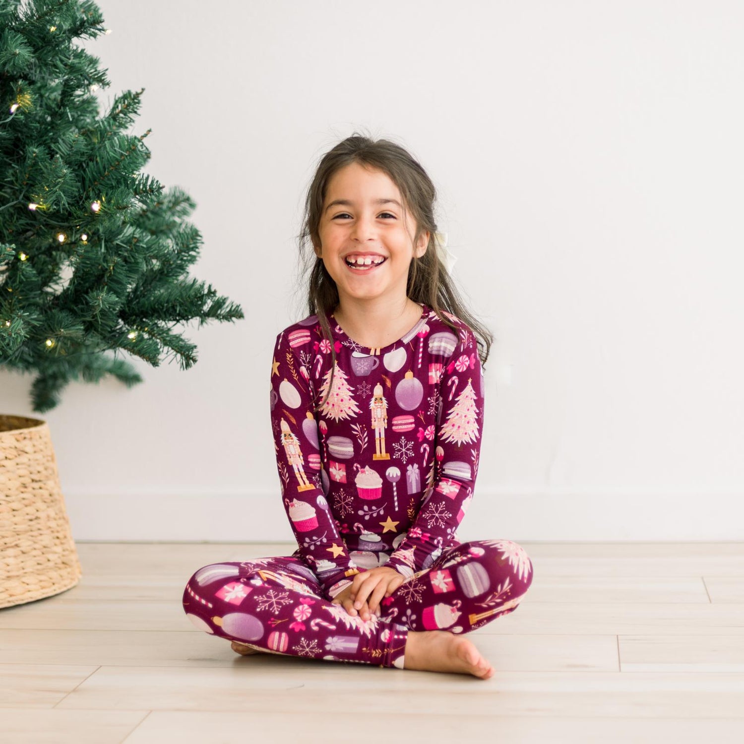 Print Long Sleeve Pajama Set in Melody Sugar Plum (343665)