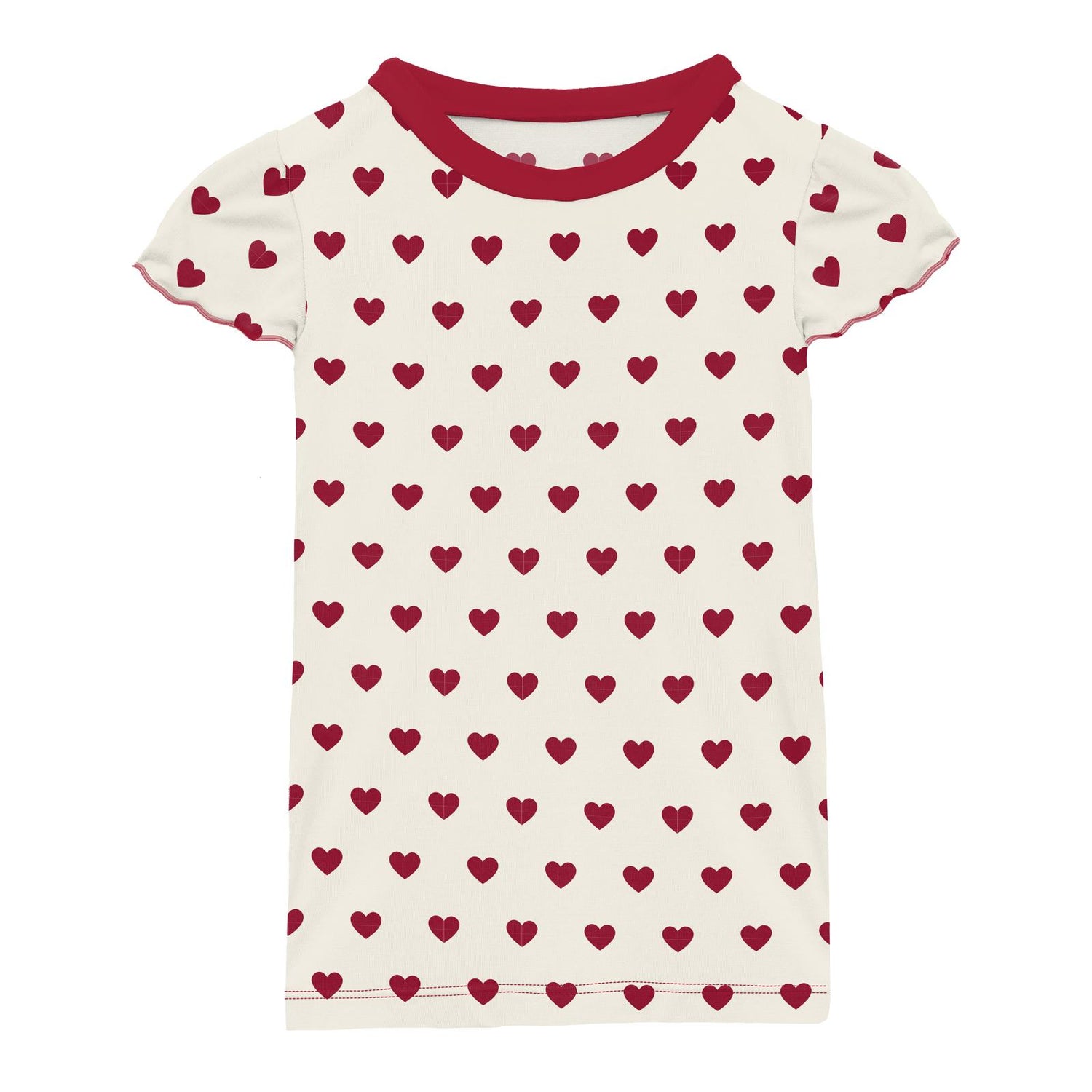 Print Flutter Sleeve Tee in Natural Hearts