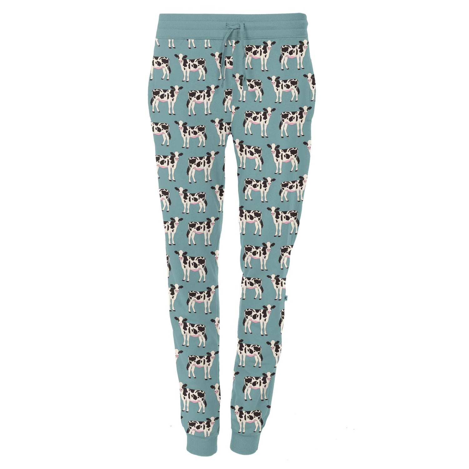 Women's Print Fleece Lounge Joggers in Jade Cows (314853)